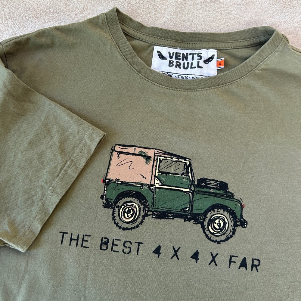 Vents Brull Mens XL Olive Green Graphic T-Shirt The Best 4x4 By Far Cape Town